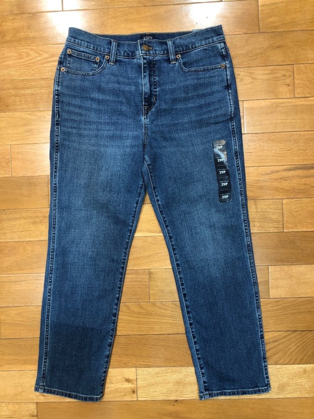 NWT J Crew Classic Vintage High Rise Straight Leg Blue Jeans 29P Classic Preppy